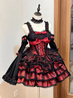 Sweet Blue Lolita Ballet Style Lolita Outfit JSK Princess Dress Girl Pink Red Dress Bow Ball Gown