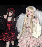Sweet Blue Lolita Ballet Style Lolita Outfit JSK Princess Dress Girl Pink Red Dress Bow Ball Gown