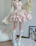Sweet Blue Lolita Ballet Style Lolita Outfit JSK Princess Dress Girl Pink Red Dress Bow Ball Gown