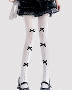 Sweet Bow Hollow Out Tights Japanese Kawaii Stockings Lolita Accessory Lolita Accessories