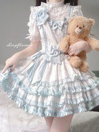 Sweet Bow Lolita Dress Baby Blue Cute Idol Costume Kawaii Outfit 64 /255