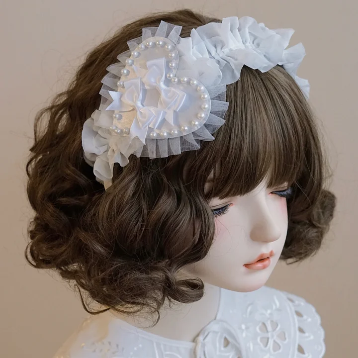 Sweet Bow White Japanese Lolita Accessories Hair Band