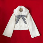 Sweet Bow Wool Coat Women's Short Coat in Winter Fur Collar Lolita Outfit