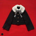 Sweet Bow Wool Coat Women's Short Coat in Winter Fur Collar Lolita Outfit
