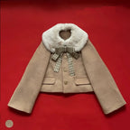 Sweet Bow Wool Coat Women's Short Coat in Winter Fur Collar Lolita Outfit