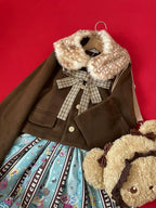 Sweet Bow Wool Coat Women's Short Coat in Winter Fur Collar Lolita Outfit