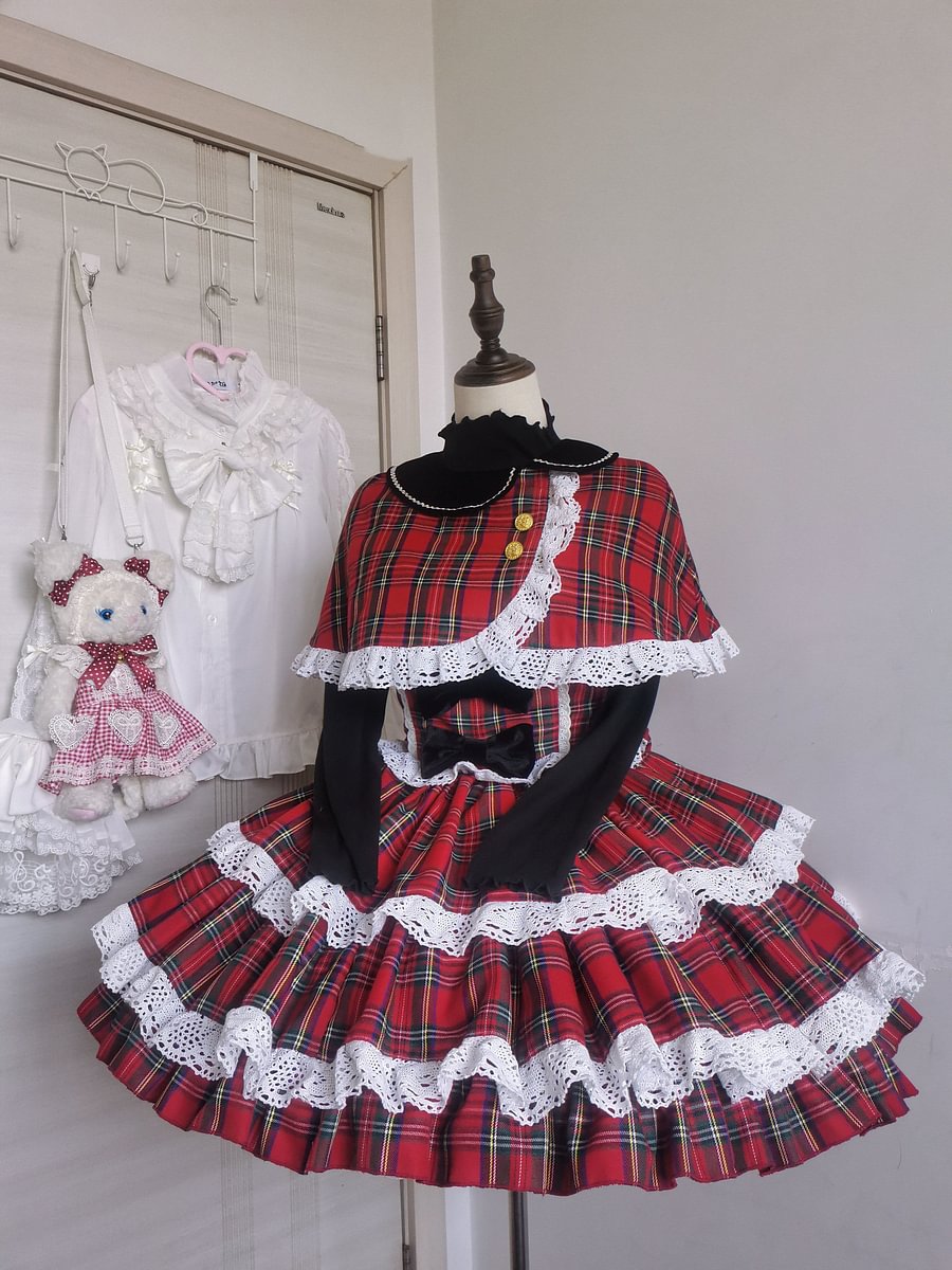 Sweet Cape Low Waist Ancient Wind Suit Lolita