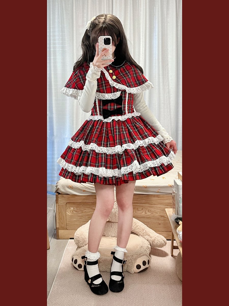 Sweet Cape Low Waist Ancient Wind Suit Lolita