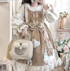 Sweet Cloud Lolita Long Sleeve Dress Cute Corduroy Dress in Fall Winter