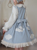 Sweet Cloud Lolita Long Sleeve Dress Cute Corduroy Dress in Fall Winter