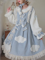 Sweet Cloud Lolita Long Sleeve Dress Cute Corduroy Dress in Fall Winter