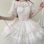 Sweet and Cute Pink Lolita Dress Ballet Jsk Suspender Dress Short