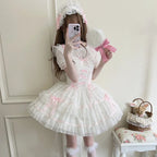 Sweet and Cute Pink Lolita Dress Ballet Jsk Suspender Dress Short
