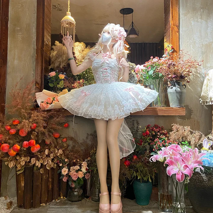 Sweet and Cute Pink Lolita Dress Ballet Jsk Suspender Dress Short
