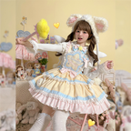 Sweet Cute Rabbit Lace Lolita Strap Lolita Dress Pink Short Sleeve Op Dress Cake Dress