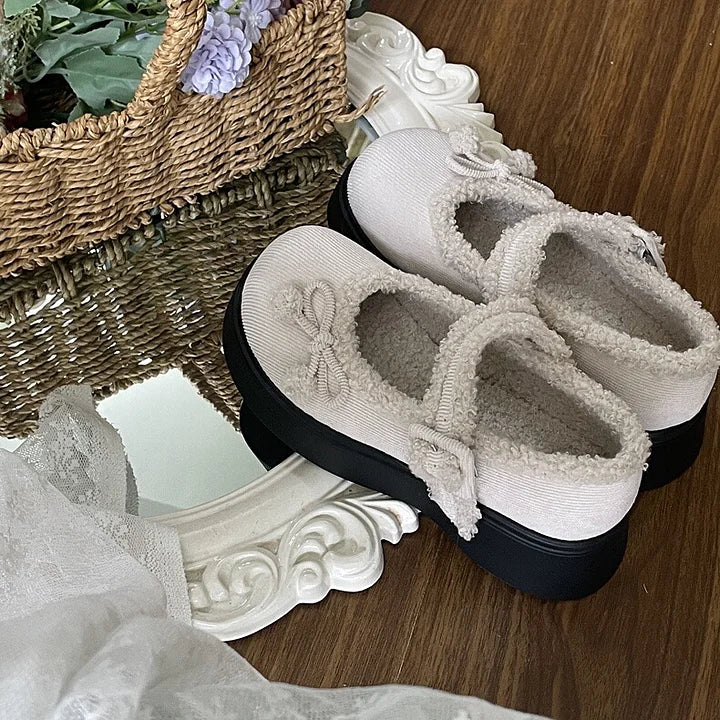 Sweet Furry Lolita Shoes for Girls Winter Shoes