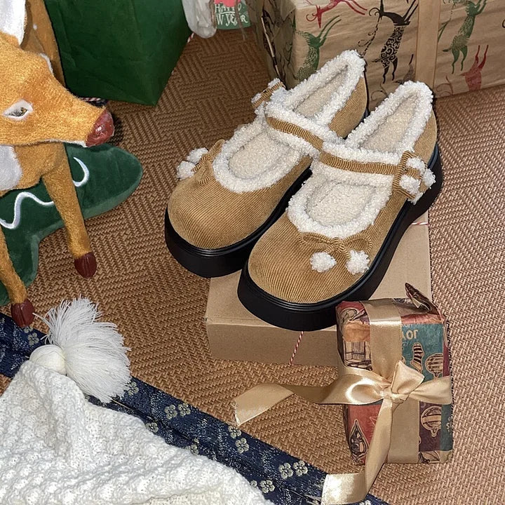 Sweet Furry Lolita Shoes for Girls Winter Shoes