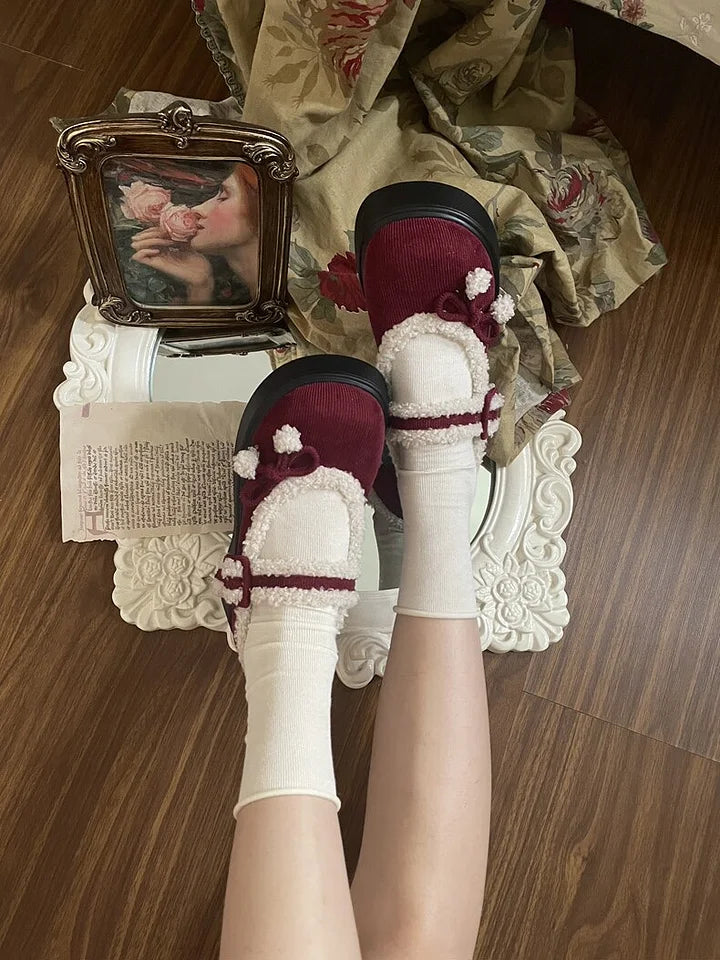 Sweet Furry Lolita Shoes for Girls Winter Shoes