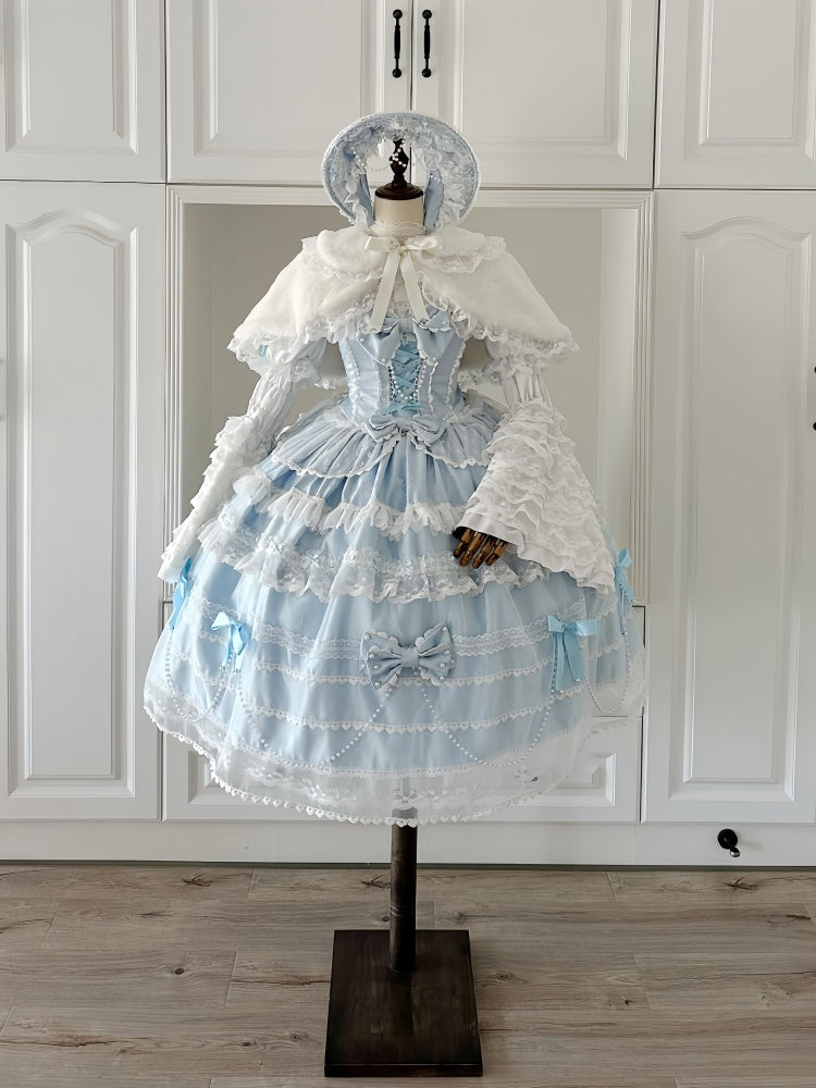 Hime Lolita Pink Blue Girl Doll Dress Cake Multi-layer Princess Dress