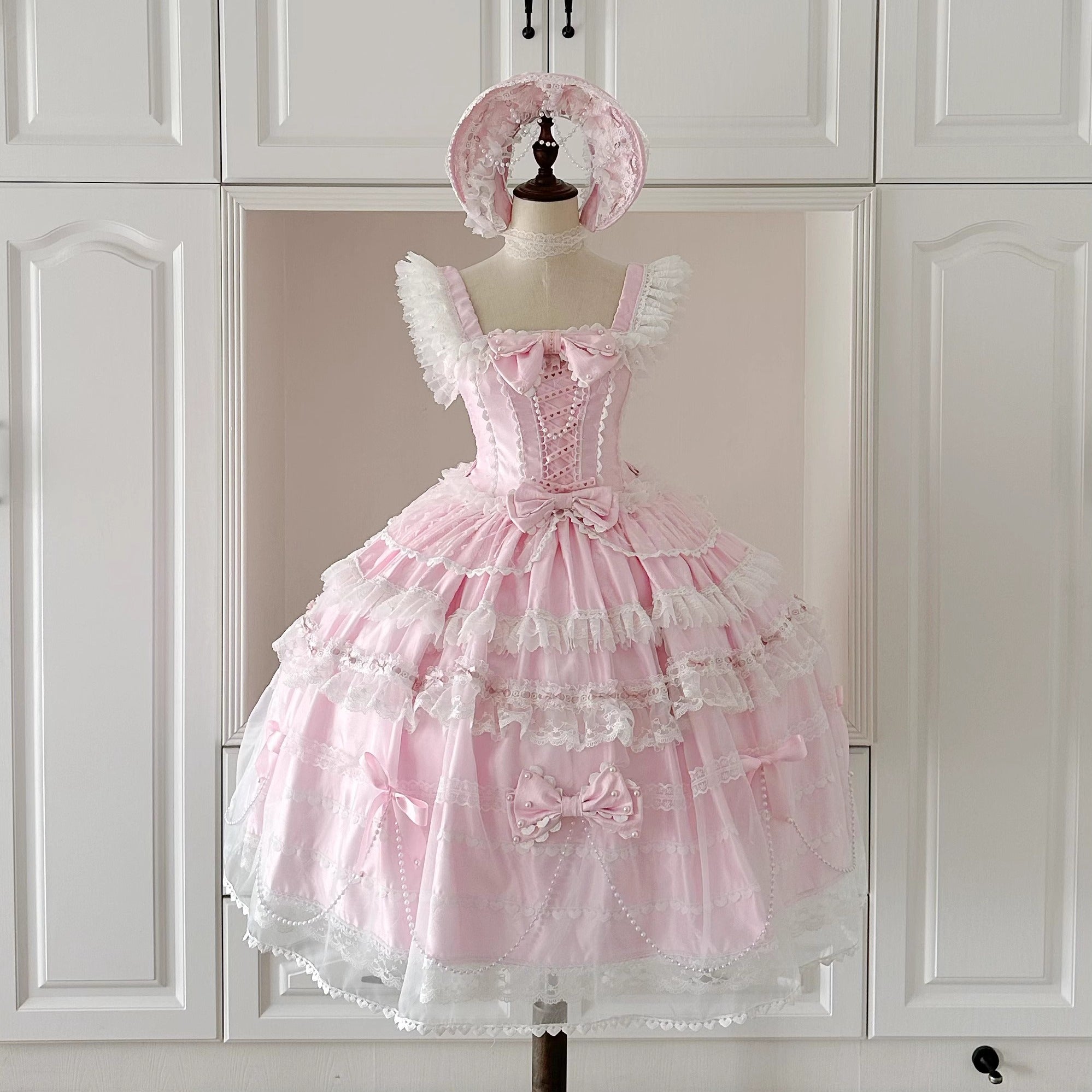 Hime Lolita Pink Blue Girl Doll Dress Cake Multi-layer Princess Dress