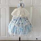 Hime Lolita Pink Blue Girl Doll Dress Cake Multi-layer Princess Dress