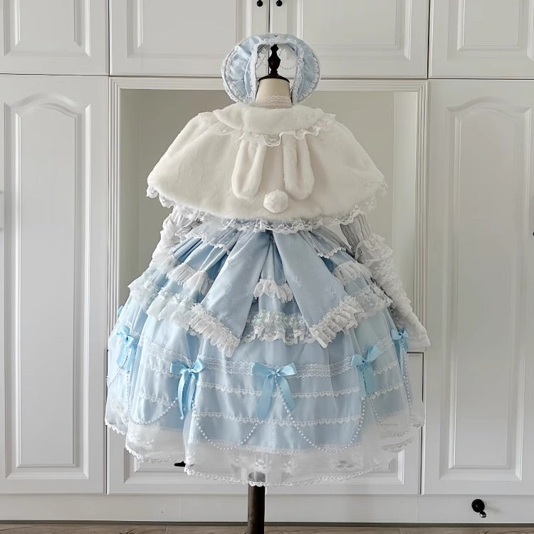 Hime Lolita Pink Blue Girl Doll Dress Cake Multi-layer Princess Dress