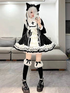 Sweet Gothic Blue Lolita Dress Subculture Y2K Nun Style Halloween Costume OP Japanese Kawaii Outfit