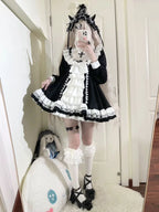 Sweet Gothic Blue Lolita Dress Subculture Y2K Nun Style Halloween Costume OP Japanese Kawaii Outfit
