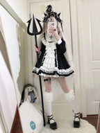 Sweet Gothic Blue Lolita Dress Subculture Y2K Nun Style Halloween Costume OP Japanese Kawaii Outfit