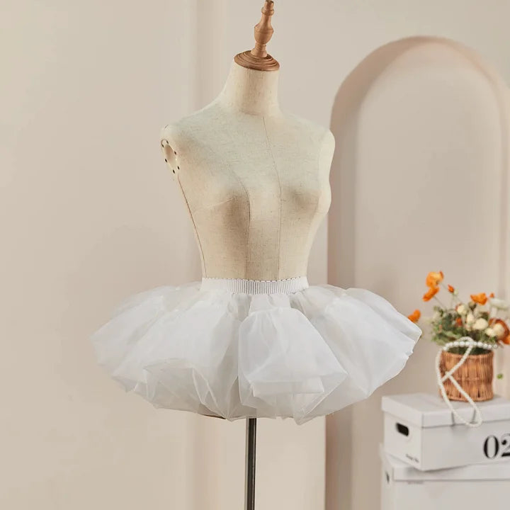 Sweet Gothic Lolita Petticoat White Black Glass Yarn Ruffles Crinoline mini Pannier