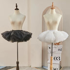 Sweet Gothic Lolita Petticoat White Black Glass Yarn Ruffles Crinoline mini Pannier