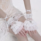 Sweet Gothic Lolita White Lace Hand Sleeves Ribbon Straps Lolita Accessory