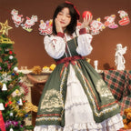 Sweet Green Dress Christmas Lolita Long Sleeve Dress Autumn Winter