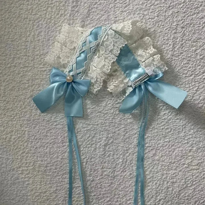 Sweet Headwear Lolita Hairband Ruffle Lace Pearl Bowknot Headband Doll Hair Accessory Lolita Outfit