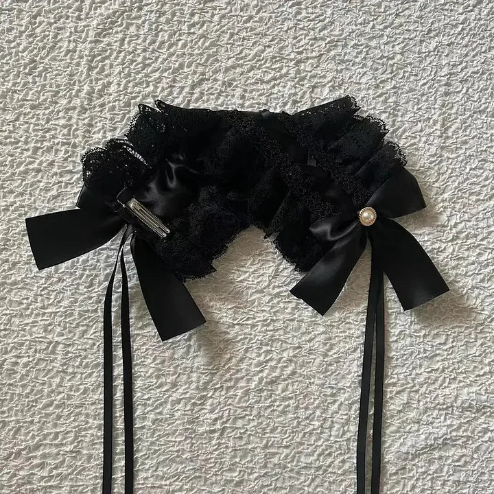 Sweet Headwear Lolita Hairband Ruffle Lace Pearl Bowknot Headband Doll Hair Accessory Lolita Outfit