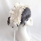Sweet Headwear Lolita Hairband Ruffle Lace Pearl Bowknot Headband Doll Hair Accessory Lolita Outfit