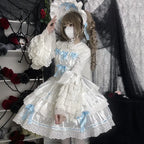 Sweet Hime Lolita White Lace Sleeve Lolita Shirt JSK Lined Lolita Dresses