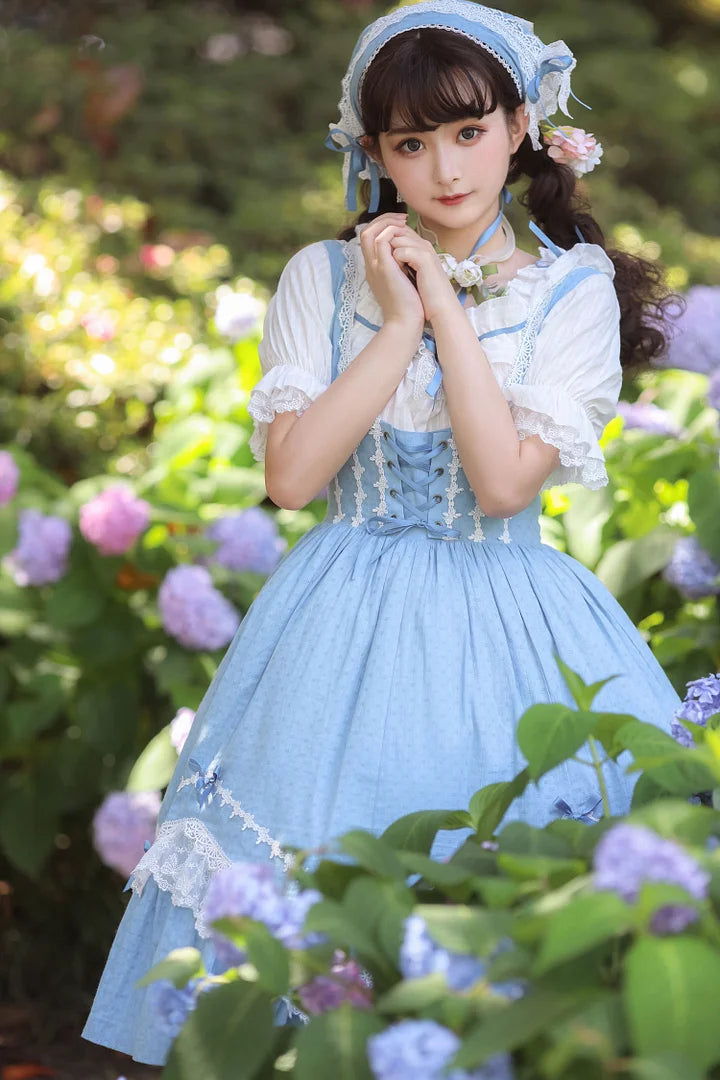 Sweet Idyllic Style Lace Dress Lolita Short Sleeve Long Sleeve Dress