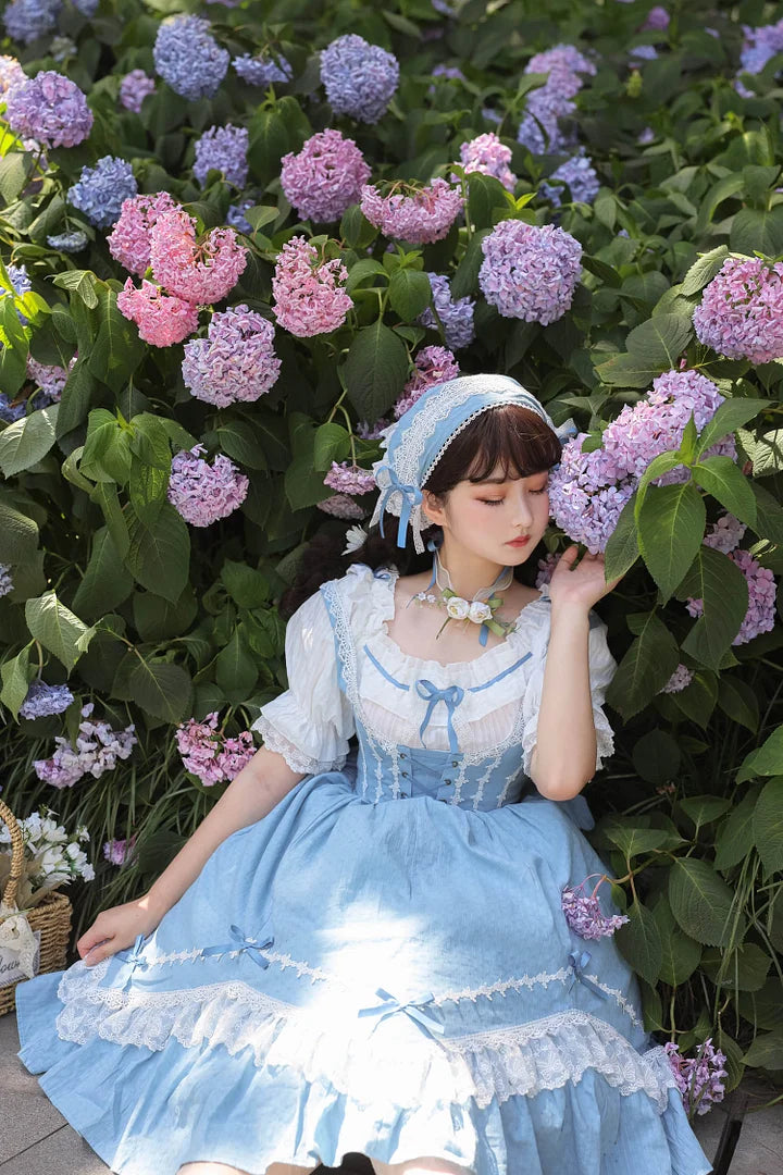 Sweet Idyllic Style Lace Dress Lolita Short Sleeve Long Sleeve Dress