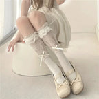 Sweet Lace Lolita Socks Bow Hollow Out Japanese Kawaii Stockings Lolita Accessories