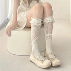 Sweet Lace Lolita Socks Bow Hollow Out Japanese Kawaii Stockings Lolita Accessories