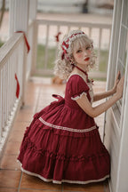 Sweet Light Lo Japanese Lolita Spring and Summer Daily Op Short-sleeved Princess Dress