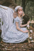 Sweet Light Lo Japanese Lolita Spring and Summer Daily Op Short-sleeved Princess Dress