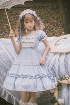 Sweet Light Lo Japanese Lolita Spring and Summer Daily Op Short-sleeved Princess Dress