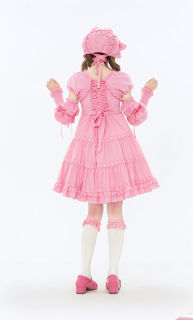 Sweet Light Yellow Lolita Short Bubble Sleeve Dress OP