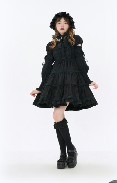 Sweet Light Yellow Lolita Short Bubble Sleeve Dress OP