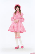 Sweet Light Yellow Lolita Short Bubble Sleeve Dress OP