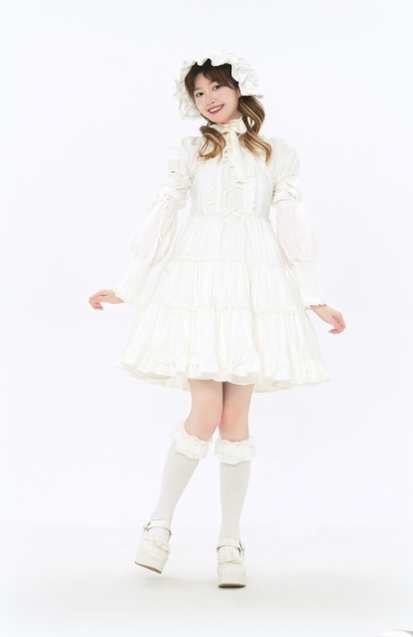 Sweet Light Yellow Lolita Short Bubble Sleeve Dress OP
