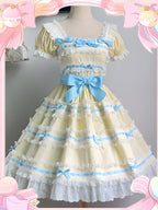 Sweet Light Yellow Spring Summer JSK Lolita Dress Layer Cake Skirt