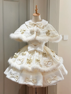 Sweet Lolita Autumn and Winter Apricot Doll Girl Sweet Woolen Cape JSK Cake Skirt Lolita Dress